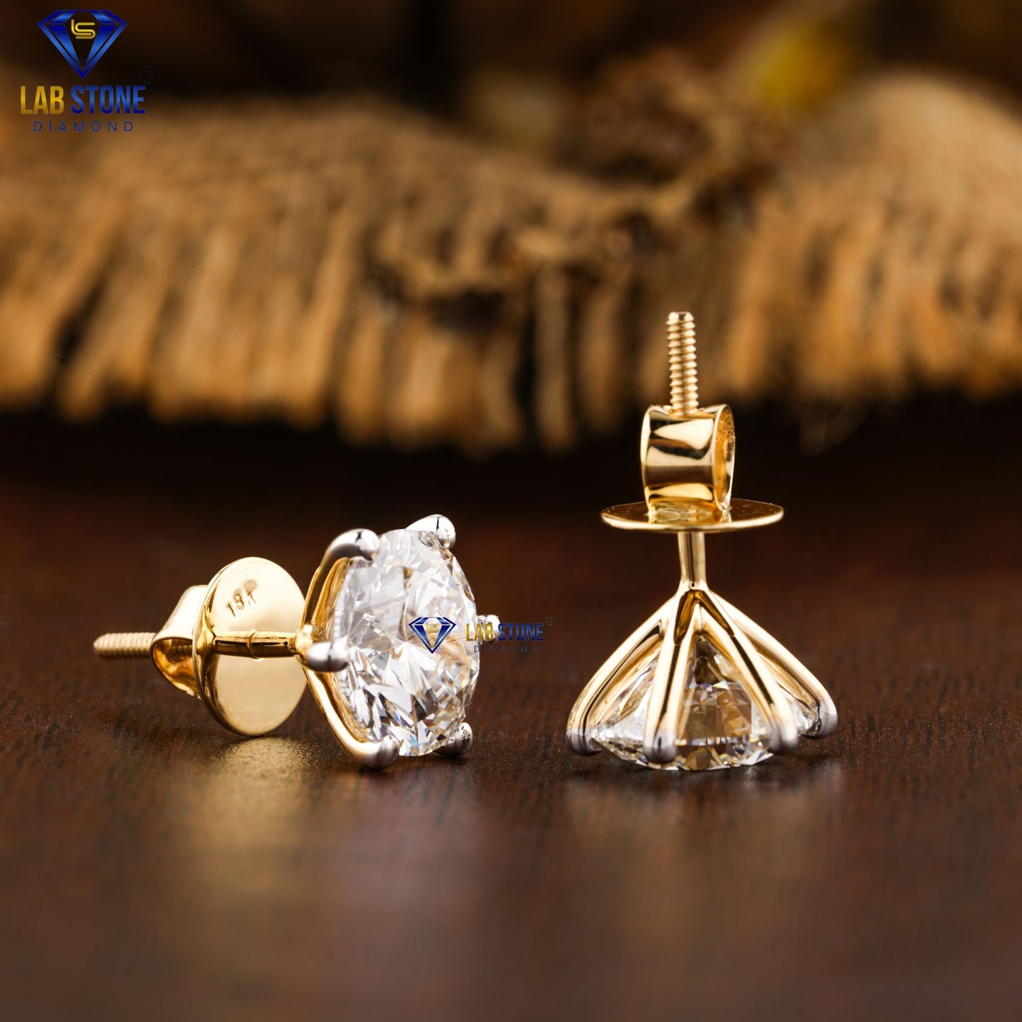 2.00 TDW Round Cut Diamond Solitaire Stud Earrings