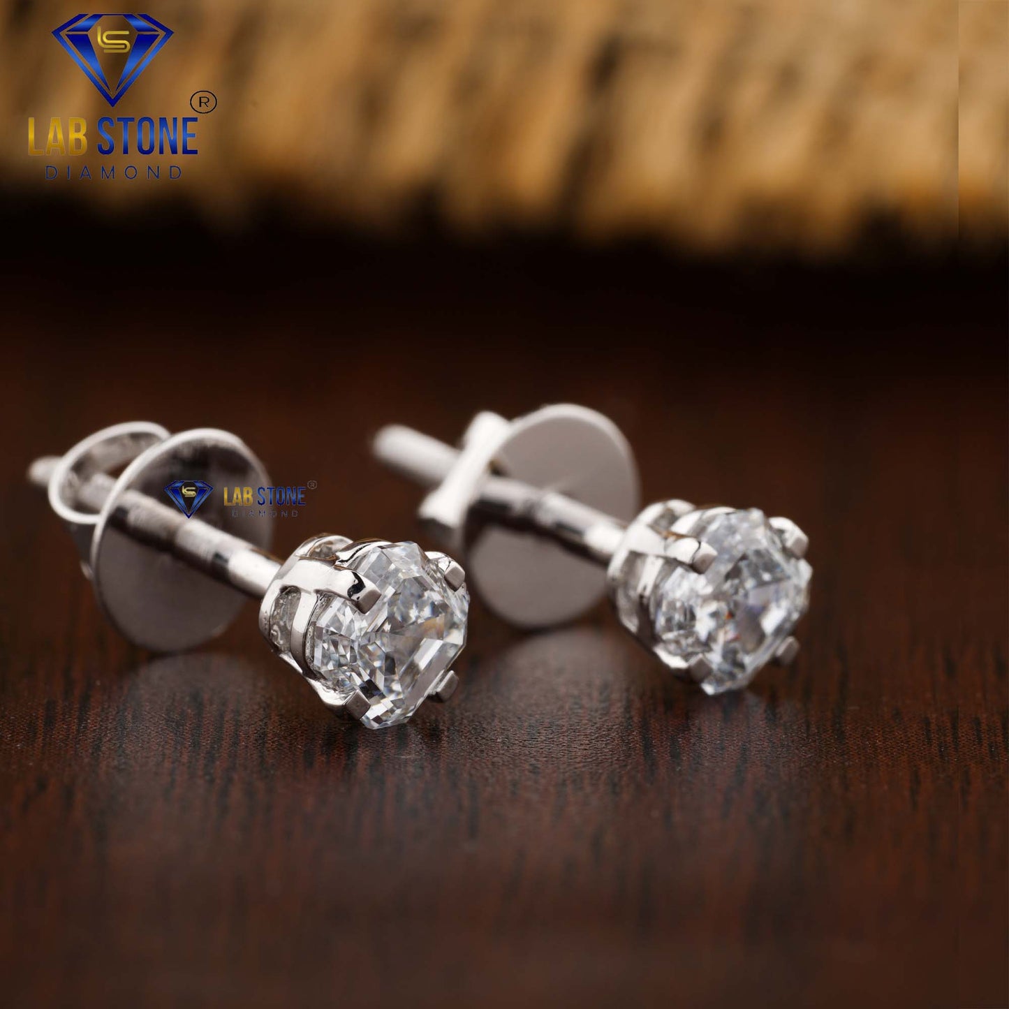 0.75 TDW Asscher Cut Diamond Stud Earrings