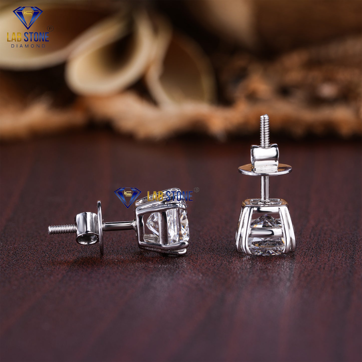 2.24 TDW Cushion Cut Diamond Stud Earrings