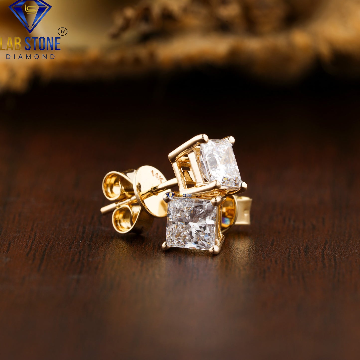 1.35 TDW Princess Cut Diamond Solitaire Stud Earrings