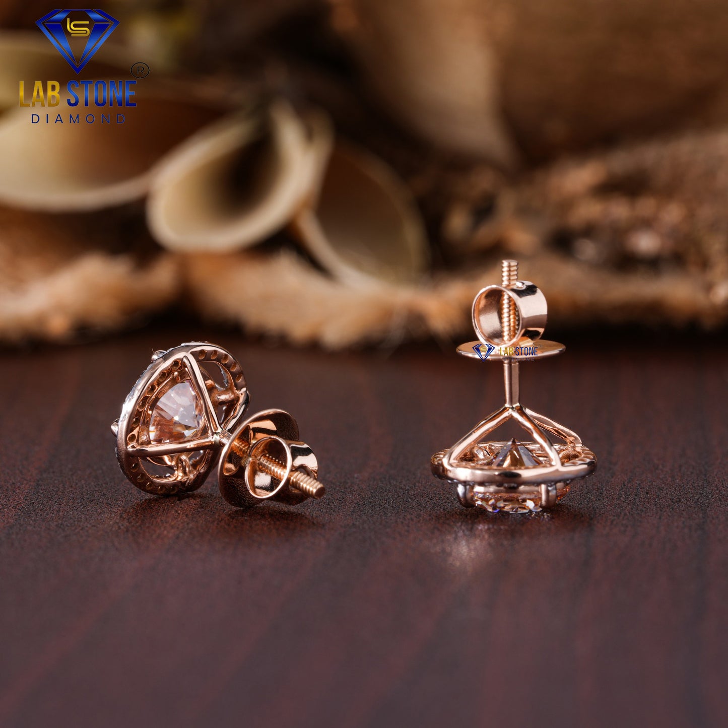 3.40 TDW Pink Round Cut Diamond Stud Earring