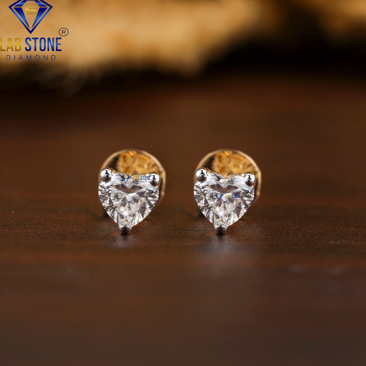 0.33 TDW Heart Cut Diamond Solitaire Stud Earrings
