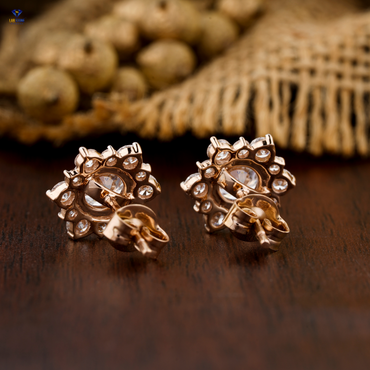 2.09 TDW Round Cut Diamond Stud Earrings