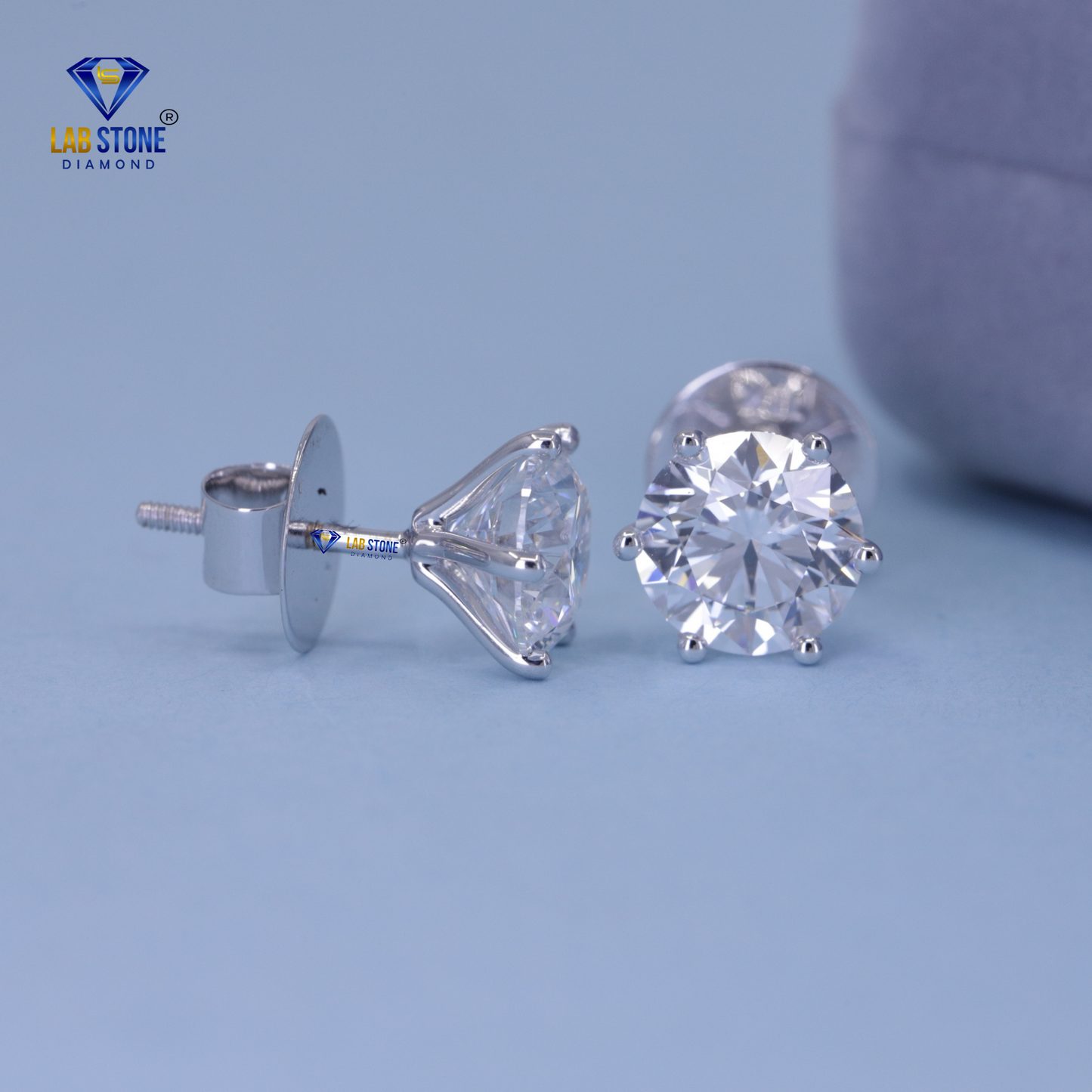 1.60 TDW Round Cut Diamond Stud Earrings
