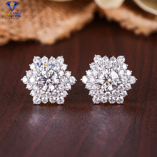 3.08 TDW Round Cut Diamond Stud Earrings
