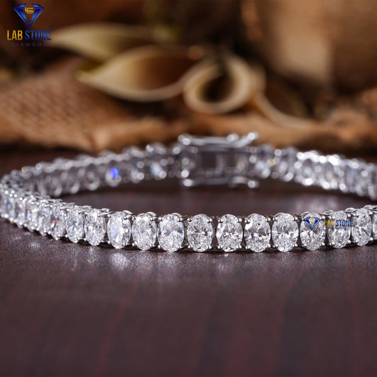9.90 TDW Oval Cut Diamond Tennis Bracelet