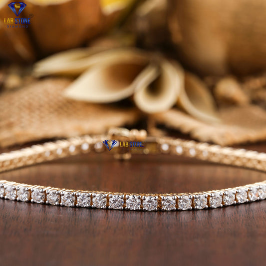 2.84 TDW Round Cut Diamond Tennis Bracelet