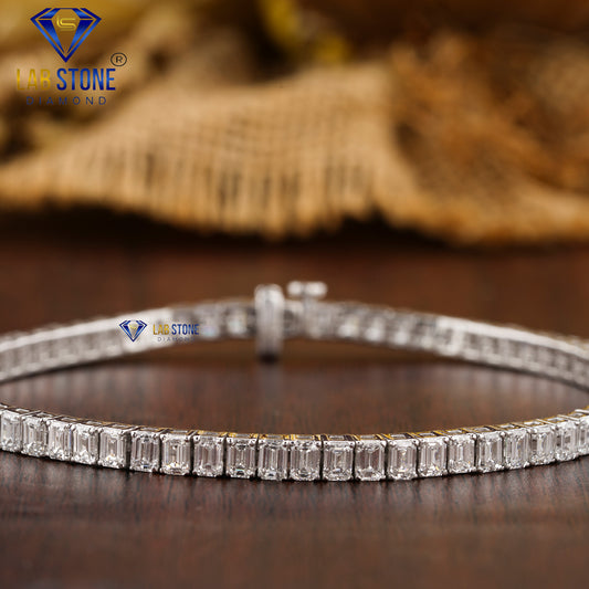 7.59 TDW Emerald Cut Diamond Tennis Bracelet