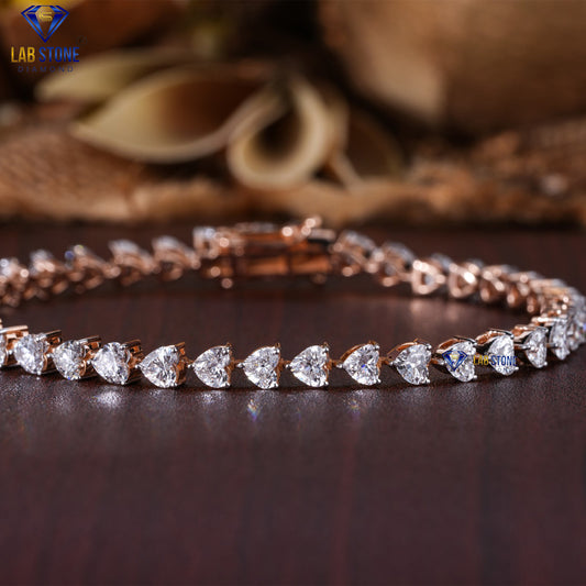 4.44 TDW Heart Cut Diamond Tennis Bracelet