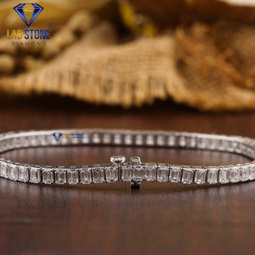7.59 TDW Emerald Cut Diamond Tennis Bracelet