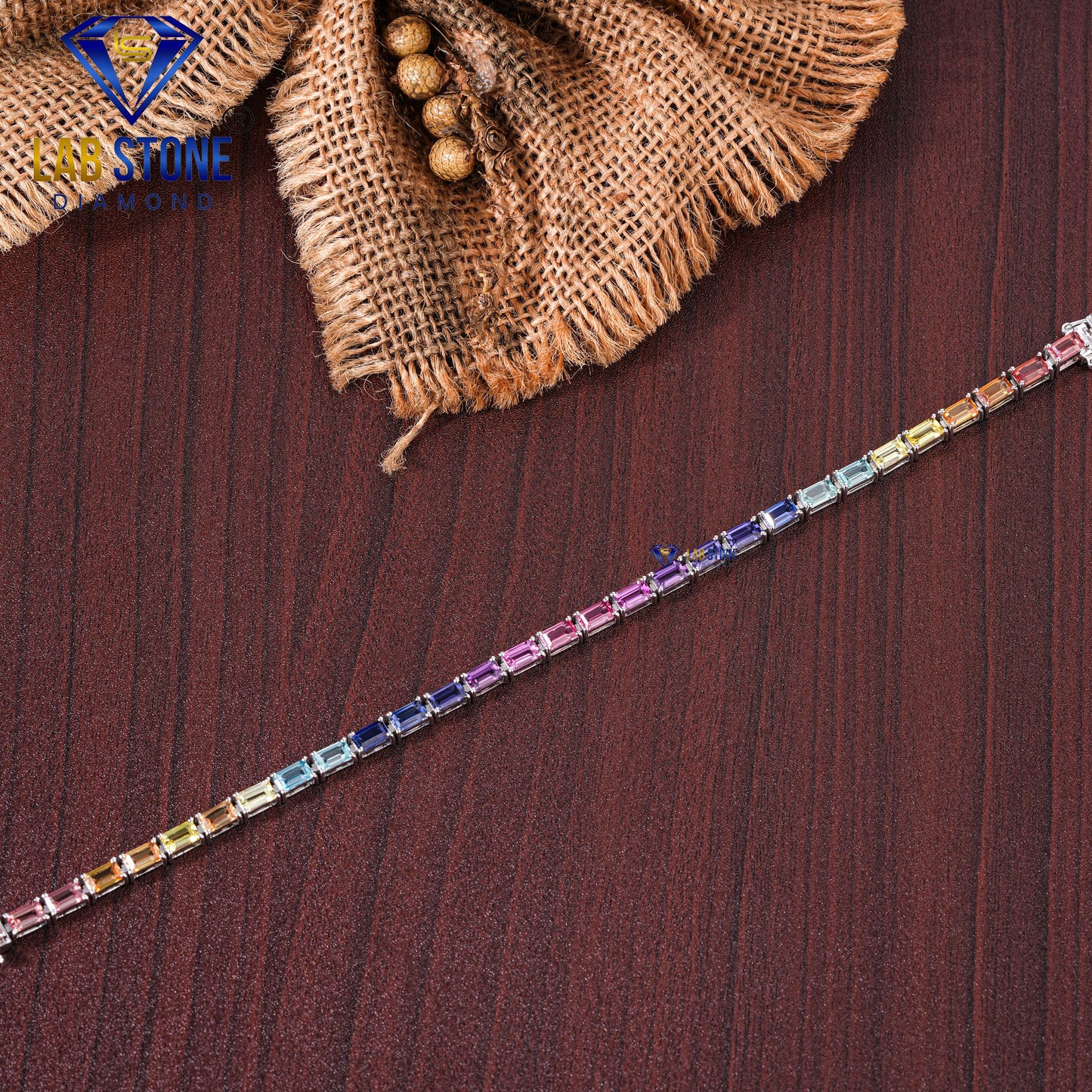 5.70 TDW Baguette Cut Gemstone Women's Tennis Bracelet