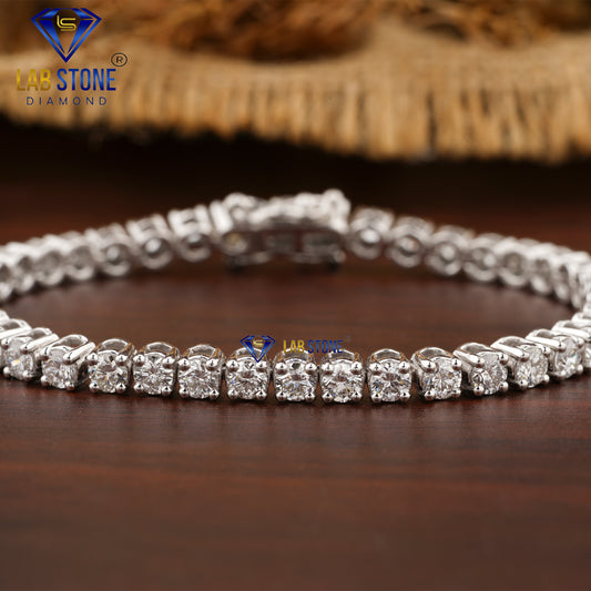 4.66 TDW Round Cut Diamond Tennis Bracelet
