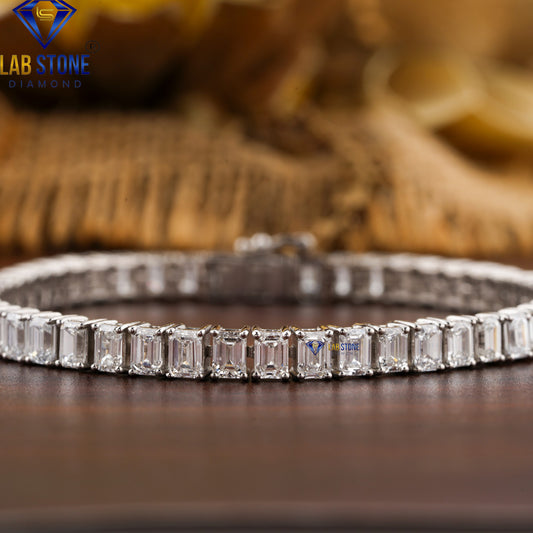 4.06 TDW Emerald Cut Diamond Tennis Bracelet