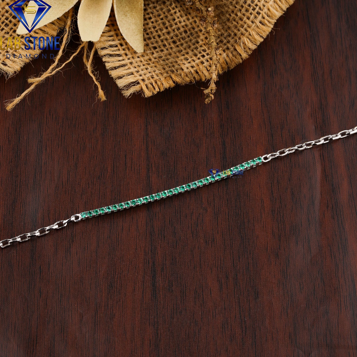 0.90 TDW Green Round Gemstone Tennis Bracelet