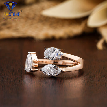 1.34 TDW Oval, Marquise & Pear Cut Women’s Three Stone Diamond Ring