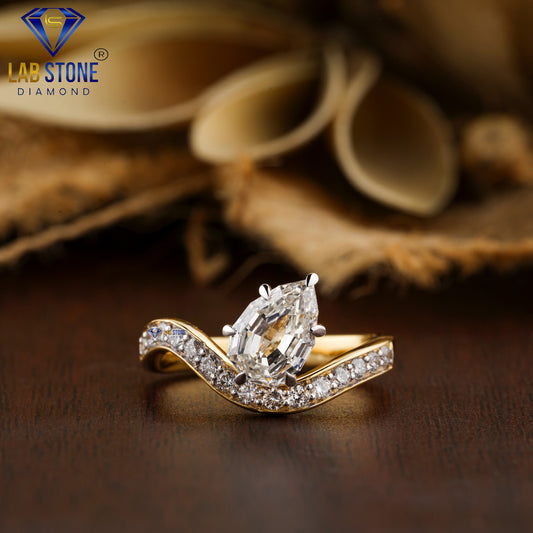 1.56 TDW Pear & Round Cut Women’s Engagement Diamond Ring