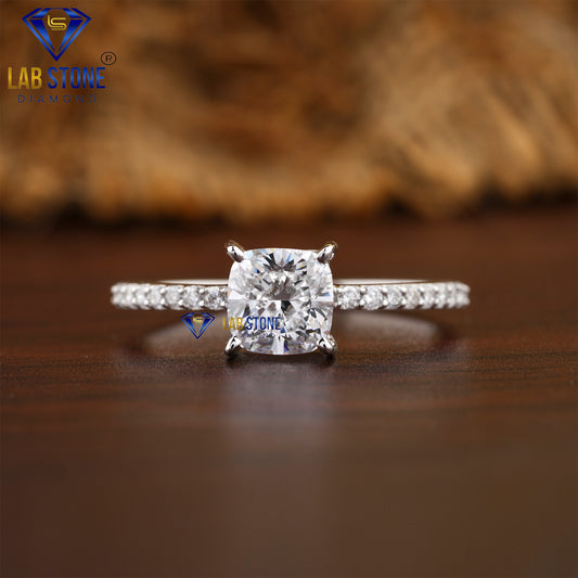 1.29 TDW Cushion & Round Cut Daimond Women’s Engagement Ring