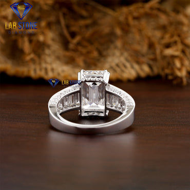 5.70 TDW Emerald, Round & Baguette Diamond women's Engagement ring