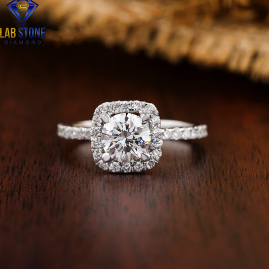 1.43 TDW Round Cut Diamond Halo Ring