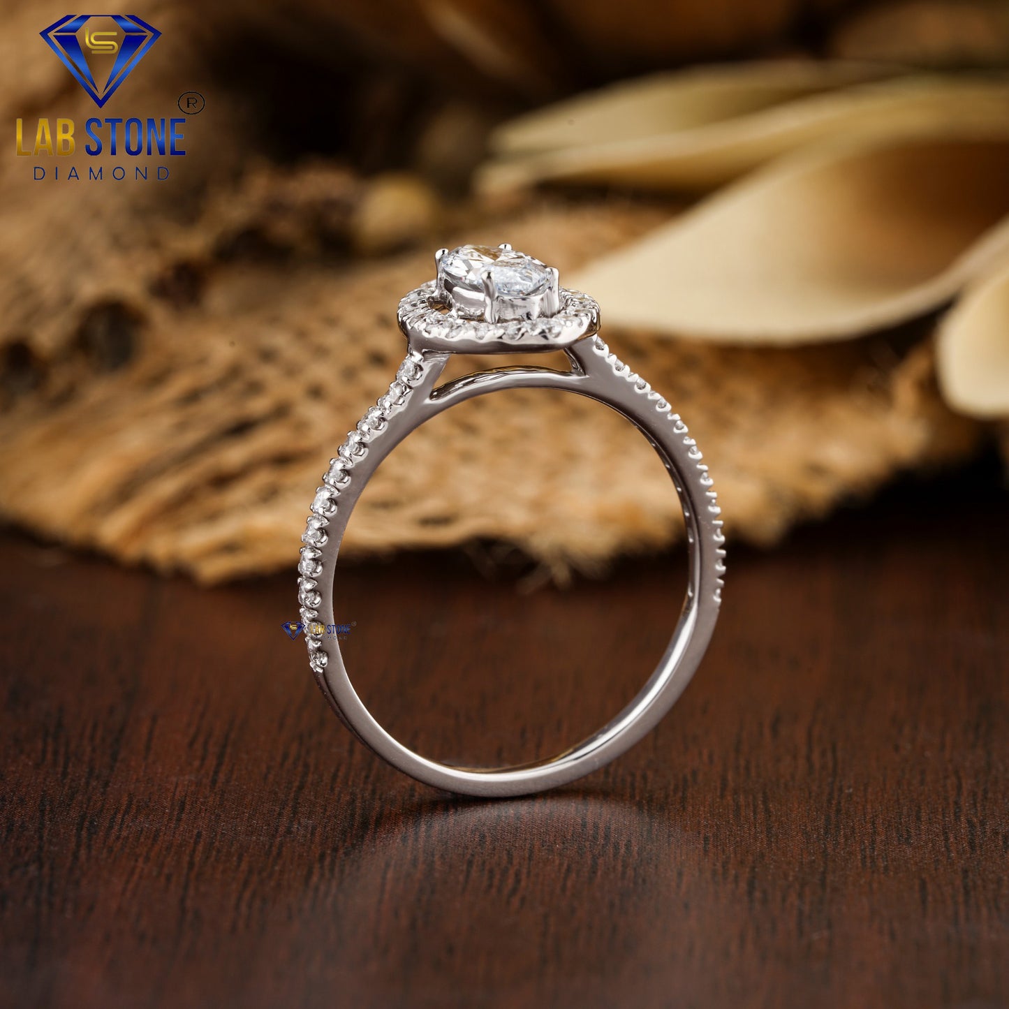 0.838 TDW Marquise & Round Cut Women’s Diamond Halo Ring