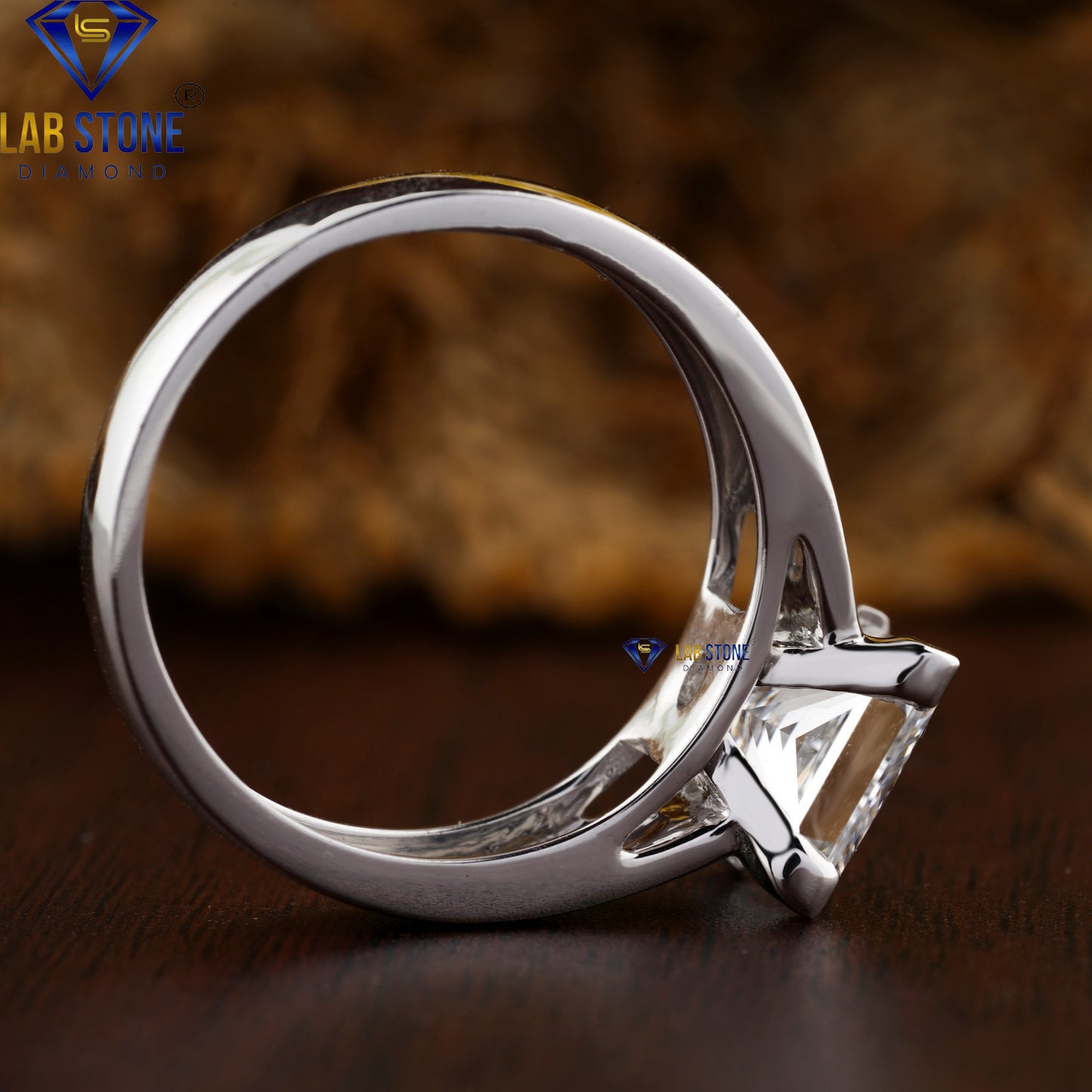 3.62 TDW Princess Cut Women's Solitaire Diamond Ring