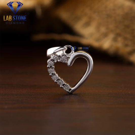 0.014 TDW Round Cut Diamond Heart Pendant