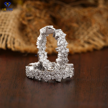 1.86 TDW Round Cut Diamond Hoop Earring