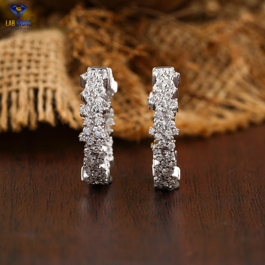 1.86 TDW Round Cut Diamond Hoop Earring