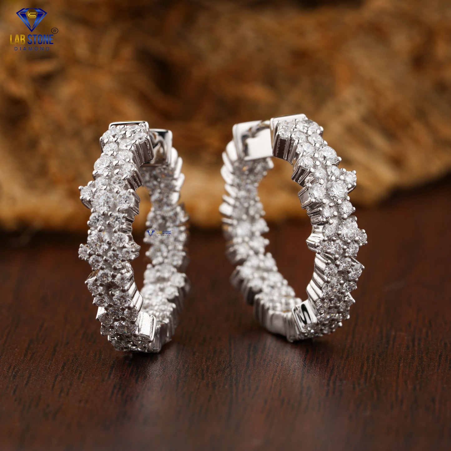 1.86 TDW Round Cut Diamond Hoop Earring