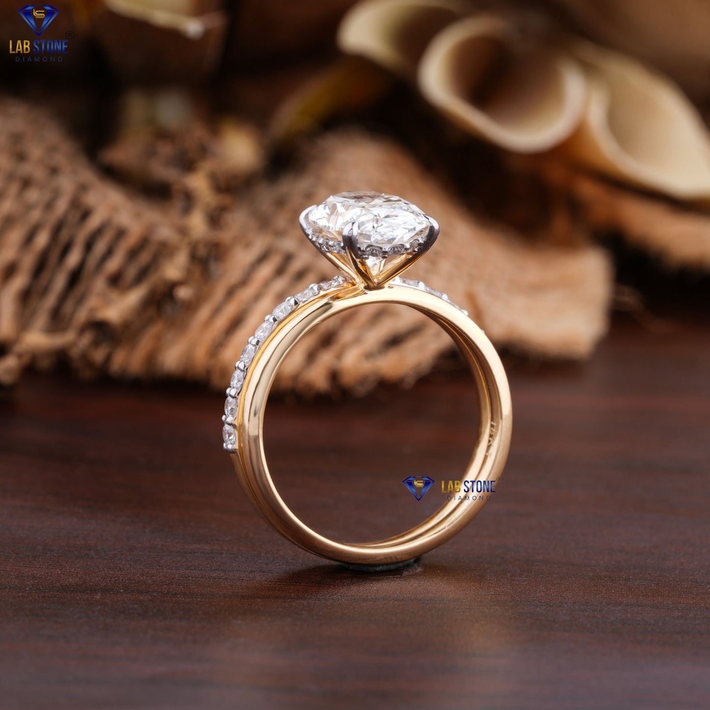 2.64 TDW Oval & Round Cut Women's Diamond Ring with Band