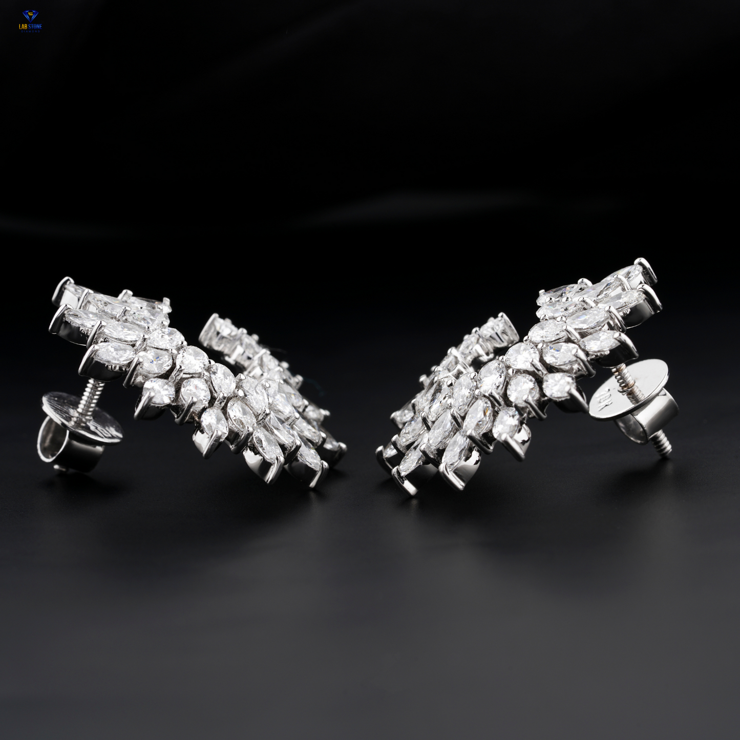 5.66 TDW Pear & Marquise Cut Diamond Stud Earring