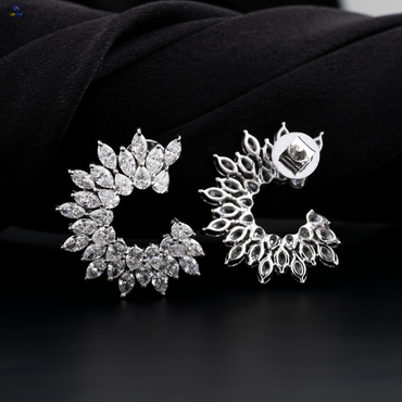 5.66 TDW Pear & Marquise Cut Diamond Stud Earring