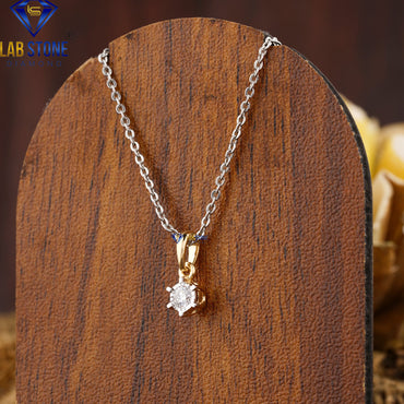 0.09 TDW Round Cut Diamond Solitaire Pendant with Chain