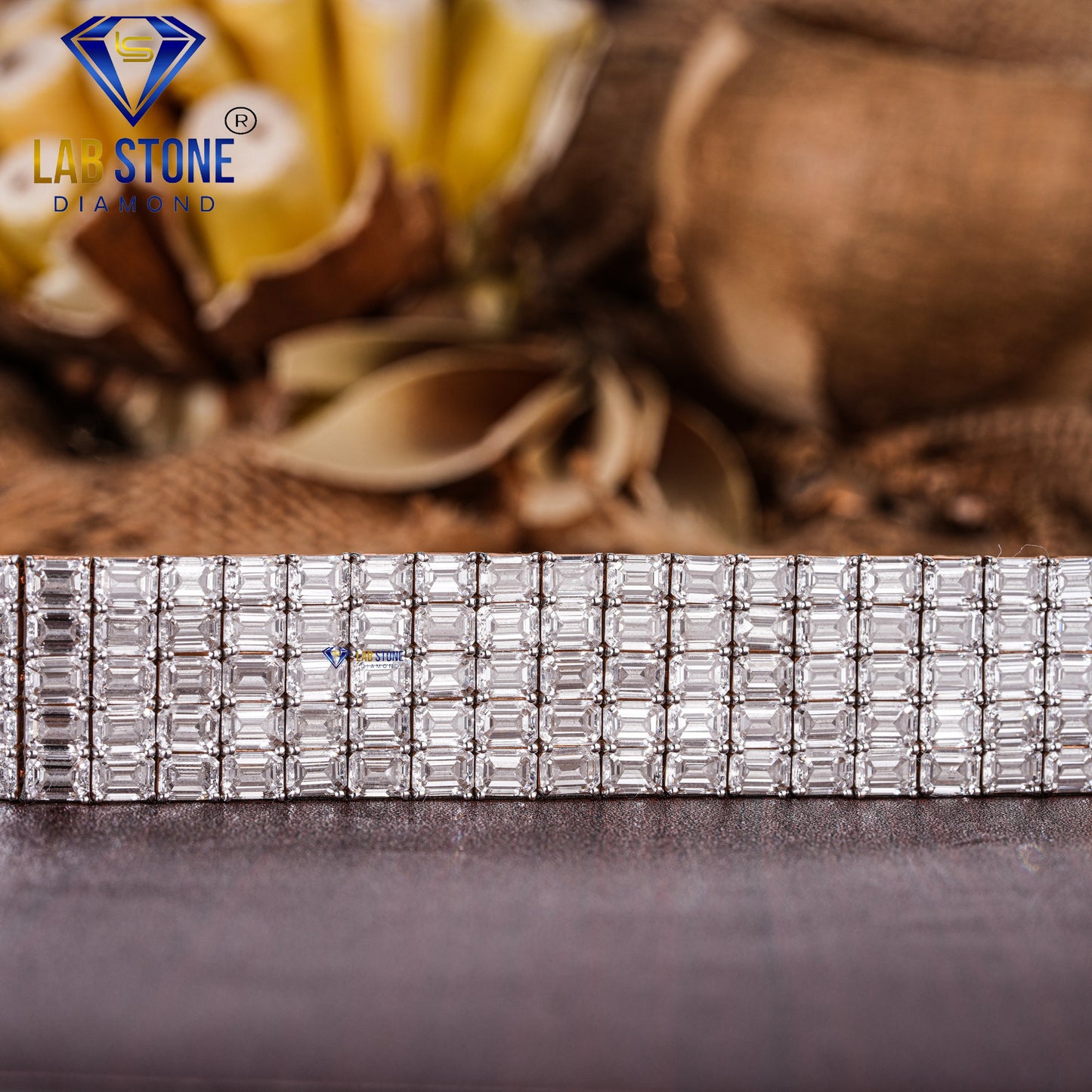 21.00 TDW Emerald Cut Diamond Slider Bracelet