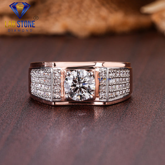 1.28 TDW Round Cut Diamond Men’s Engagement Ring
