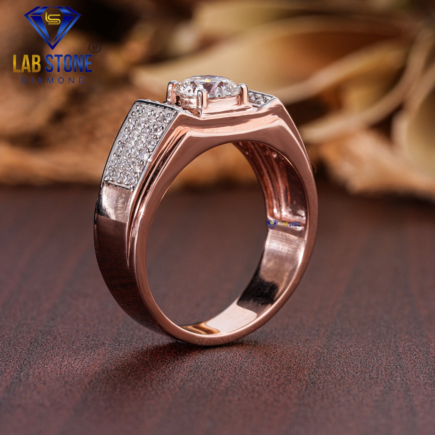 1.28 TDW Round Cut Diamond Men’s Engagement Ring