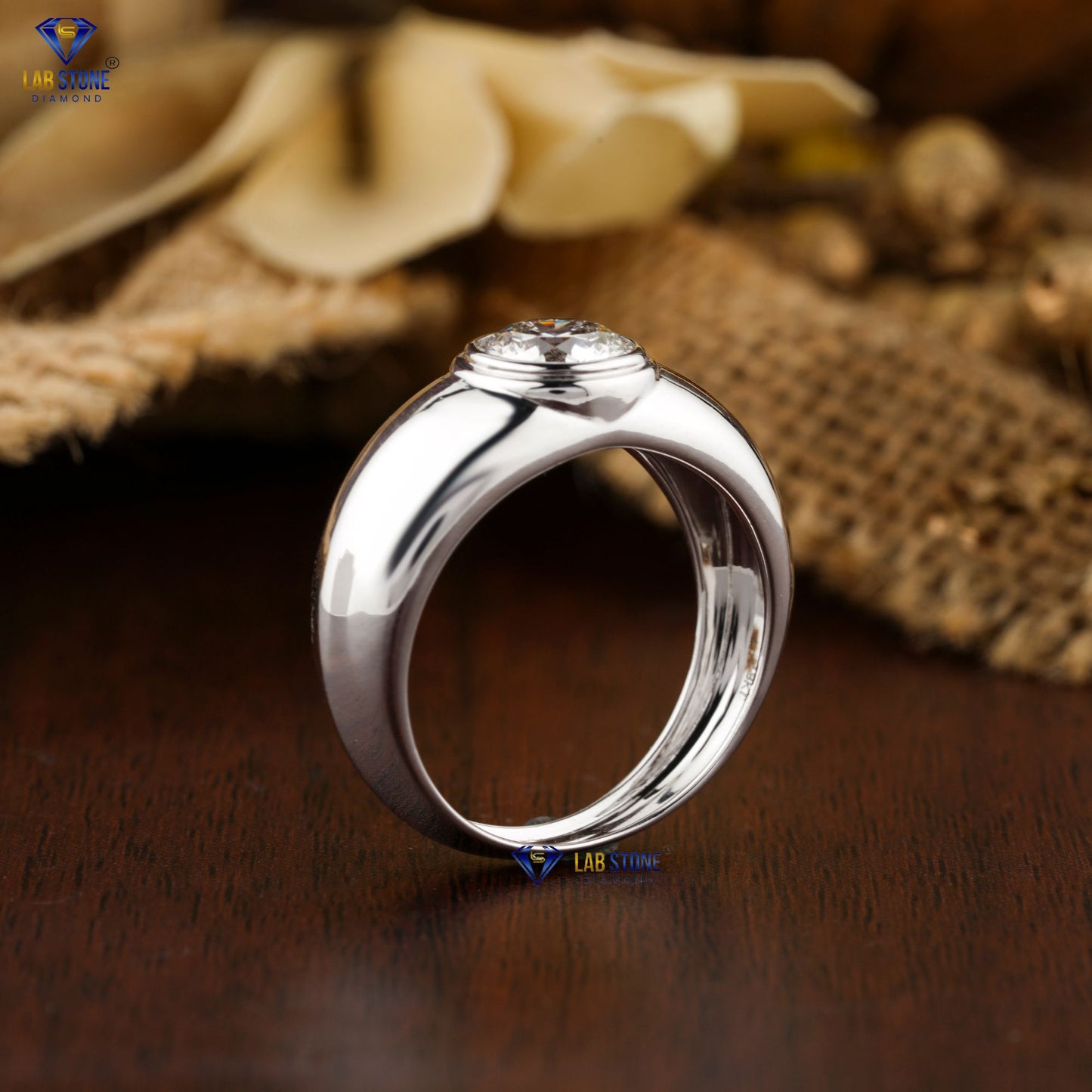 1.47 TDW Round Cut Men’s Diamond Solitaire Ring