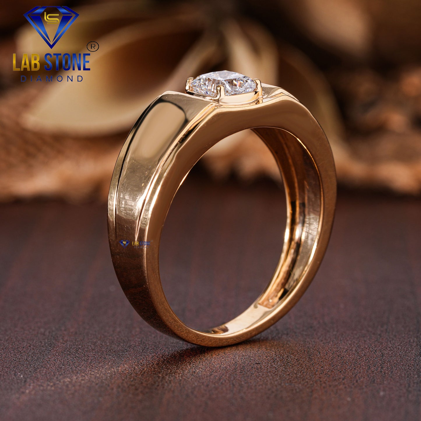 1.00 TDW Cushion Cut Men’s Solitaire Diamond Ring