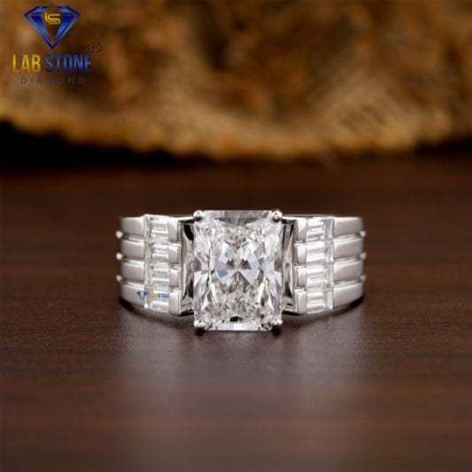 4.22 TDW Radiant & Baguette Cut Diamond Men’s Engagement Ring