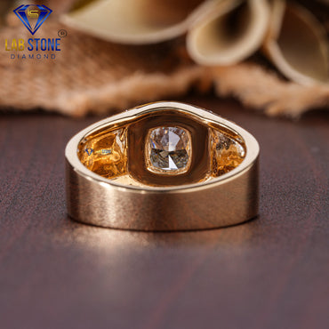 2.152 TDW Cushion & Round Cut Diamond Men's Engagement Ring