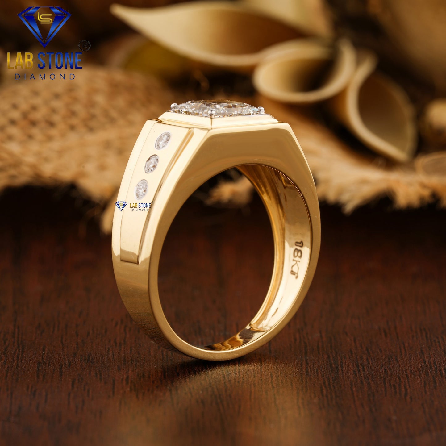 2.09 TDW Princess & Round Cut Men’s Engagement Diamond Ring