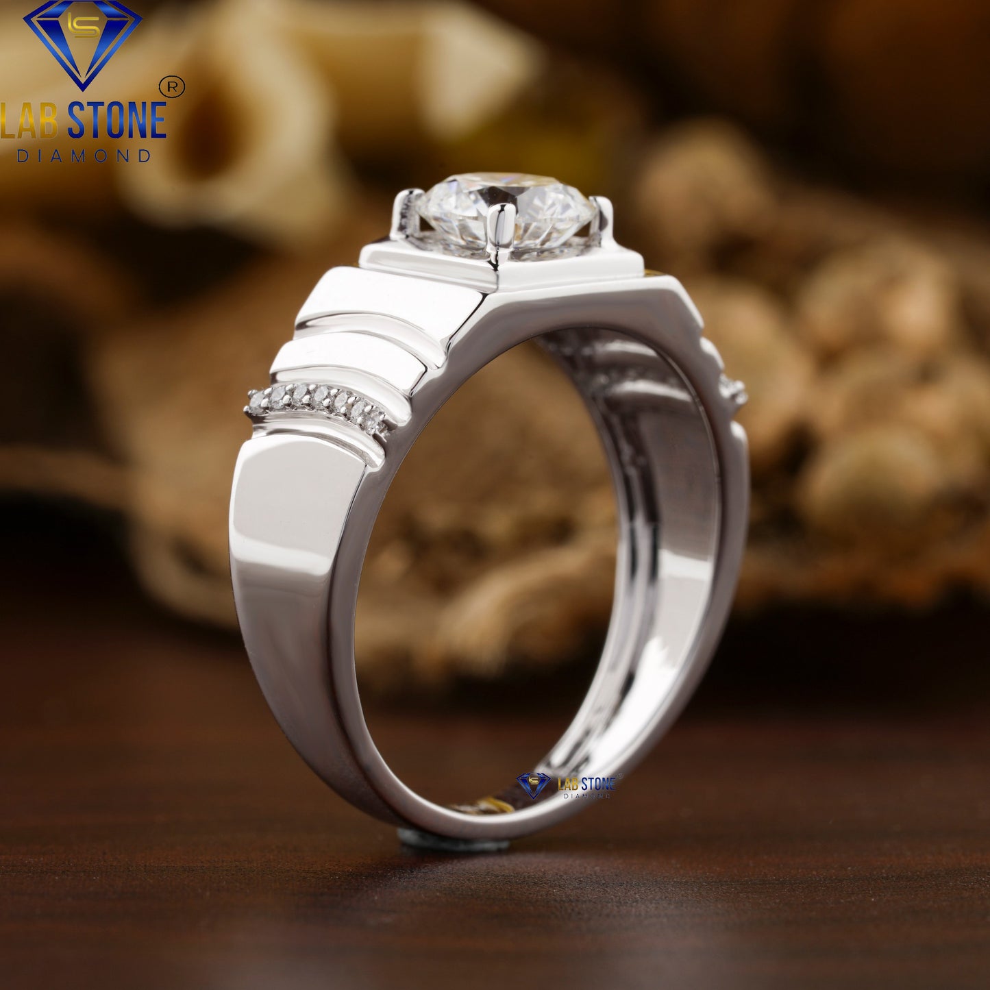 1.35 TDW Round Cut Diamond Men's Engagement Ring