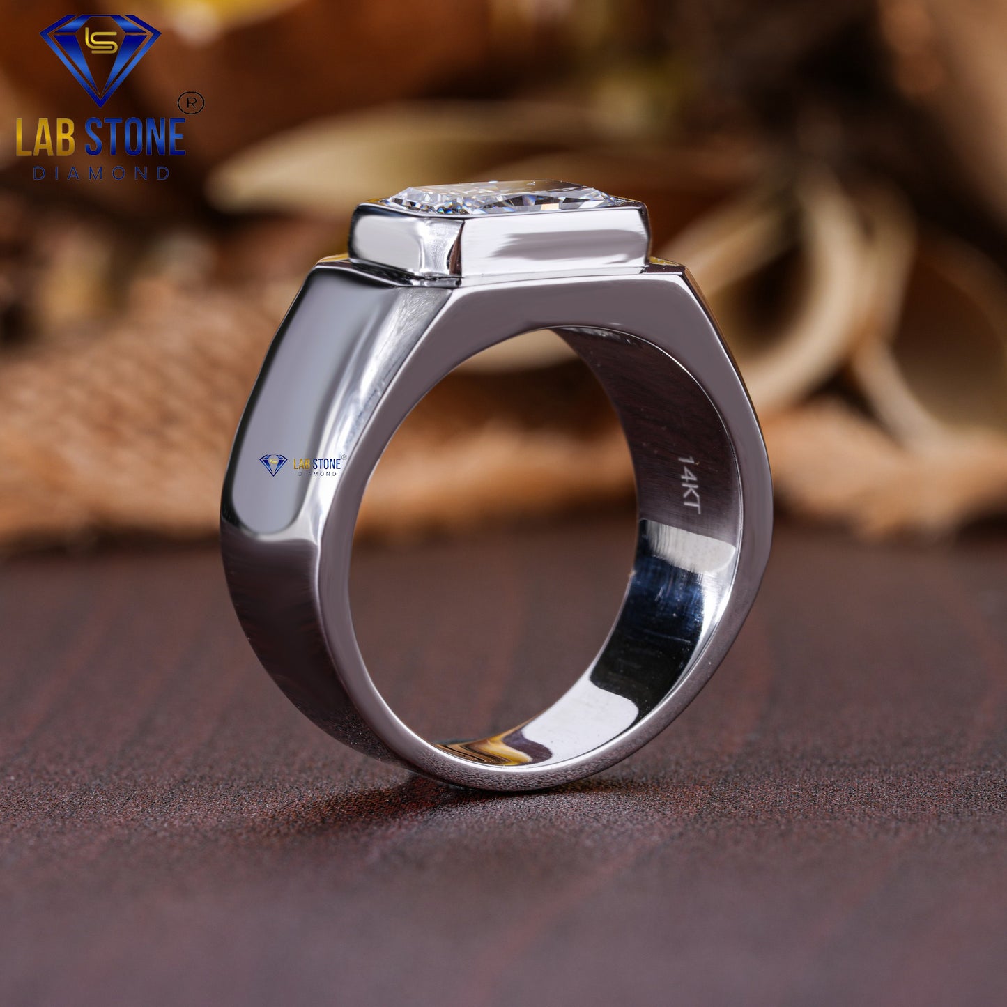 3.01 TDW Radiant Cut Diamond Men's Solitaire Ring