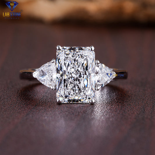 3.30 TDW Radiant & Trillion Diamond Three-Stone Ring