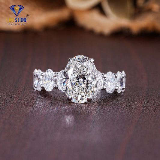 6.79 TDW Oval & Round Cut Diamond Hidden-Halo Women's Ring