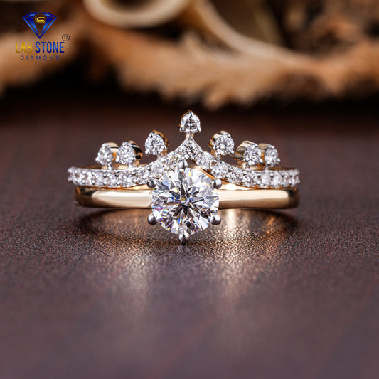 0.85 TDW Round Cut Diamond Women's Ring with Band