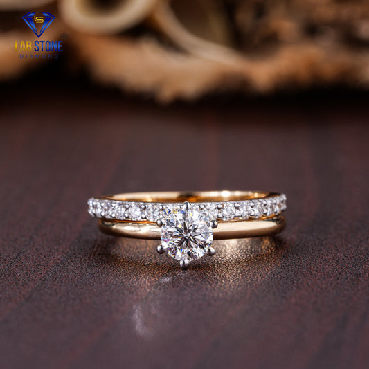 0.78 TDW Round Cut Diamond Women's Ring with Band