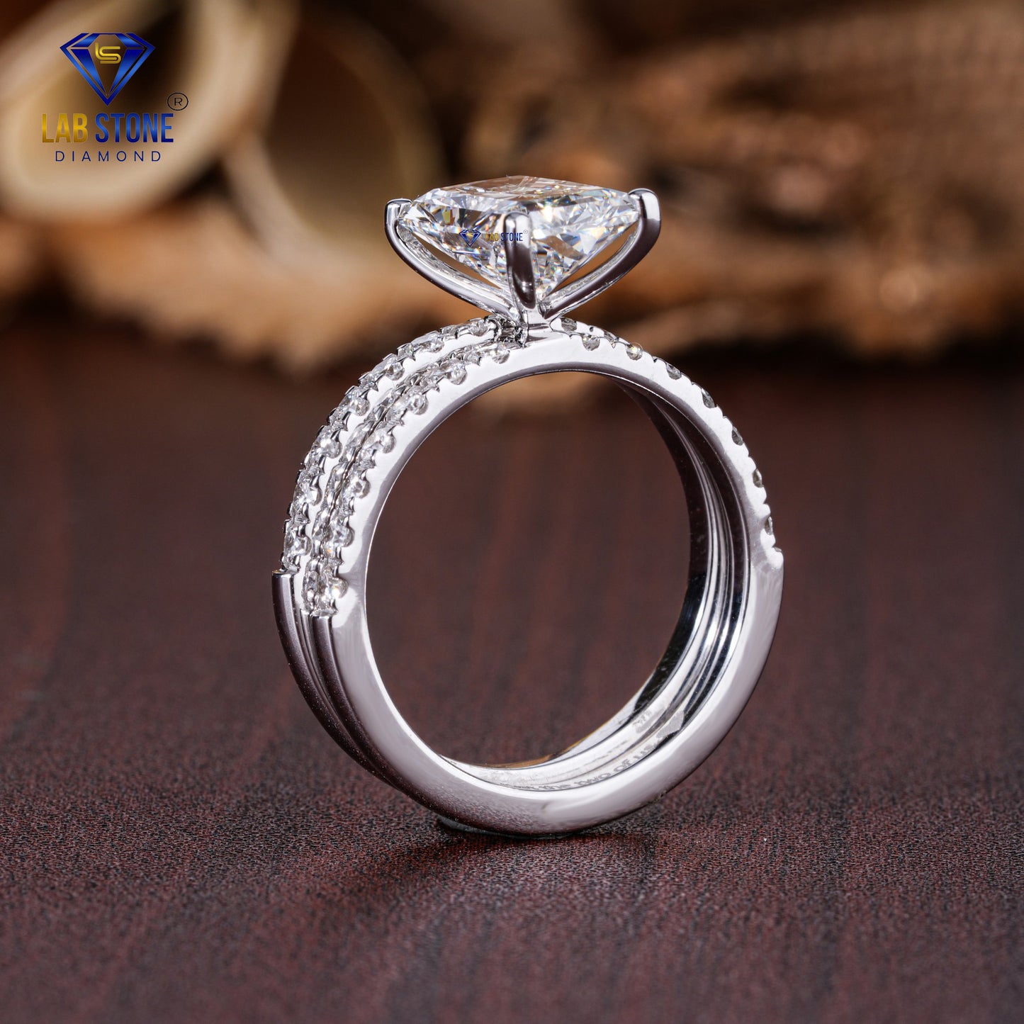 2.83 TDW Radiant & Round Cut Diamond Women's Ring with Band