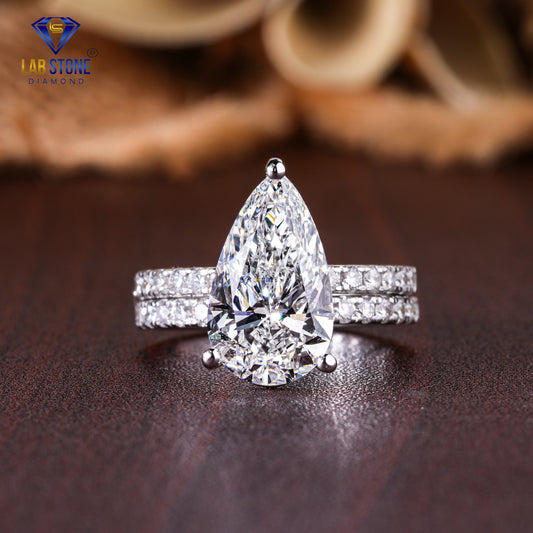 3.808 TDW Pear & Round Cut Diamond Women's Ring with Band