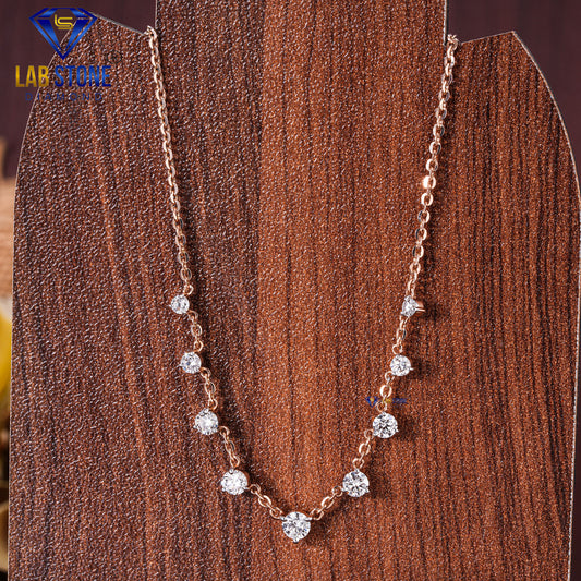 0.976 TDW Round Cut Diamond Charm Necklace